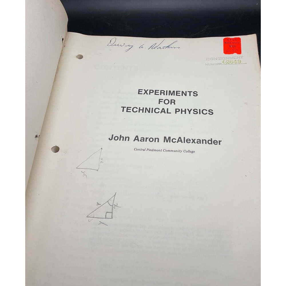 Experiments for Technical Physics John A McAlexander 1975 Science Lab Book